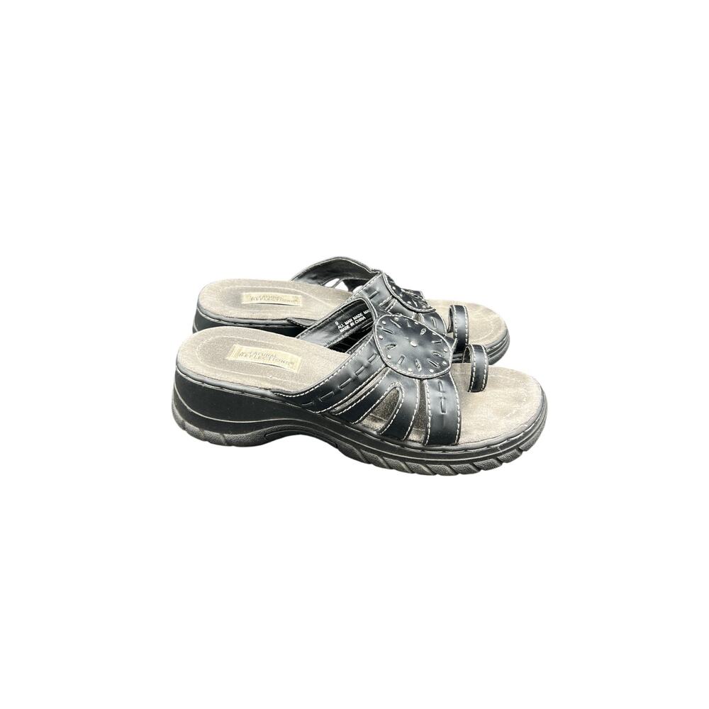 🖤 Natural Reflections Black Thong Slide Sandals Women’s 9 Comfort Casual Summer - Picture 5 of 8